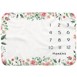 Baby Monthly Record Growth Milestone Blanket Flannel Floral Pajamas