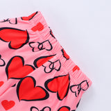 Baby Girls Valentine's Day Love Printed  Long Sleeves 2 Pcs Sets