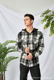 Family Matching Adult Kid Padded Black Plaid Hooded Shirt