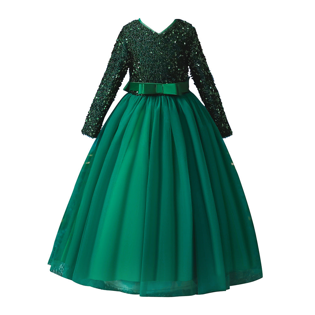 Kid Girl Princess Host Sequin Gauze Wedding Pompous Dresses