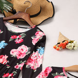 Family Maatching Long-sleeved Floral Print Long  Dress