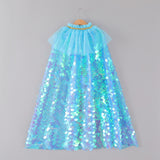 Kid Baby Girls Halloween Mermaid hiny Cloak Going Out Coats