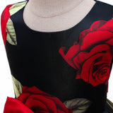 Kid Baby Girls Red Print Princess Flower Dress