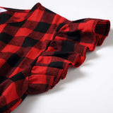 Family Matching Parent-child Spliced Plaid Christmas Dresses