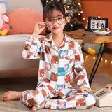 Kid Girl Spring Autumn Cute Cartoon Sweet Loose Thin Pajamas