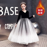 Kid Girl Catwalk Fashion Velvet Poncho Princess Dress