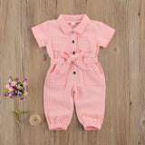 Kid Baby Girl Short Sleeve Jean Jumpsuit Rompers