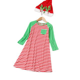 Family Matching Long-sleeved Christmas Striped Dress