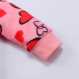 Baby Girls Valentine's Day Love Printed  Long Sleeves 2 Pcs Sets