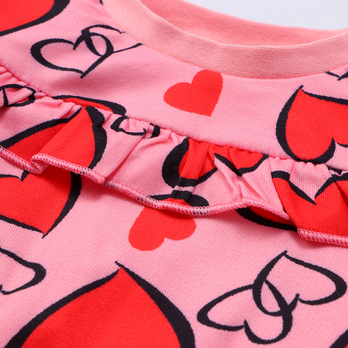Baby Girls Valentine's Day Love Printed  Long Sleeves 2 Pcs Sets