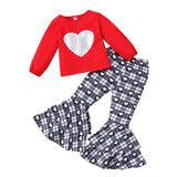Toddler Baby Girl  Valentine's Day Red Heart 2 Pcs Sets
