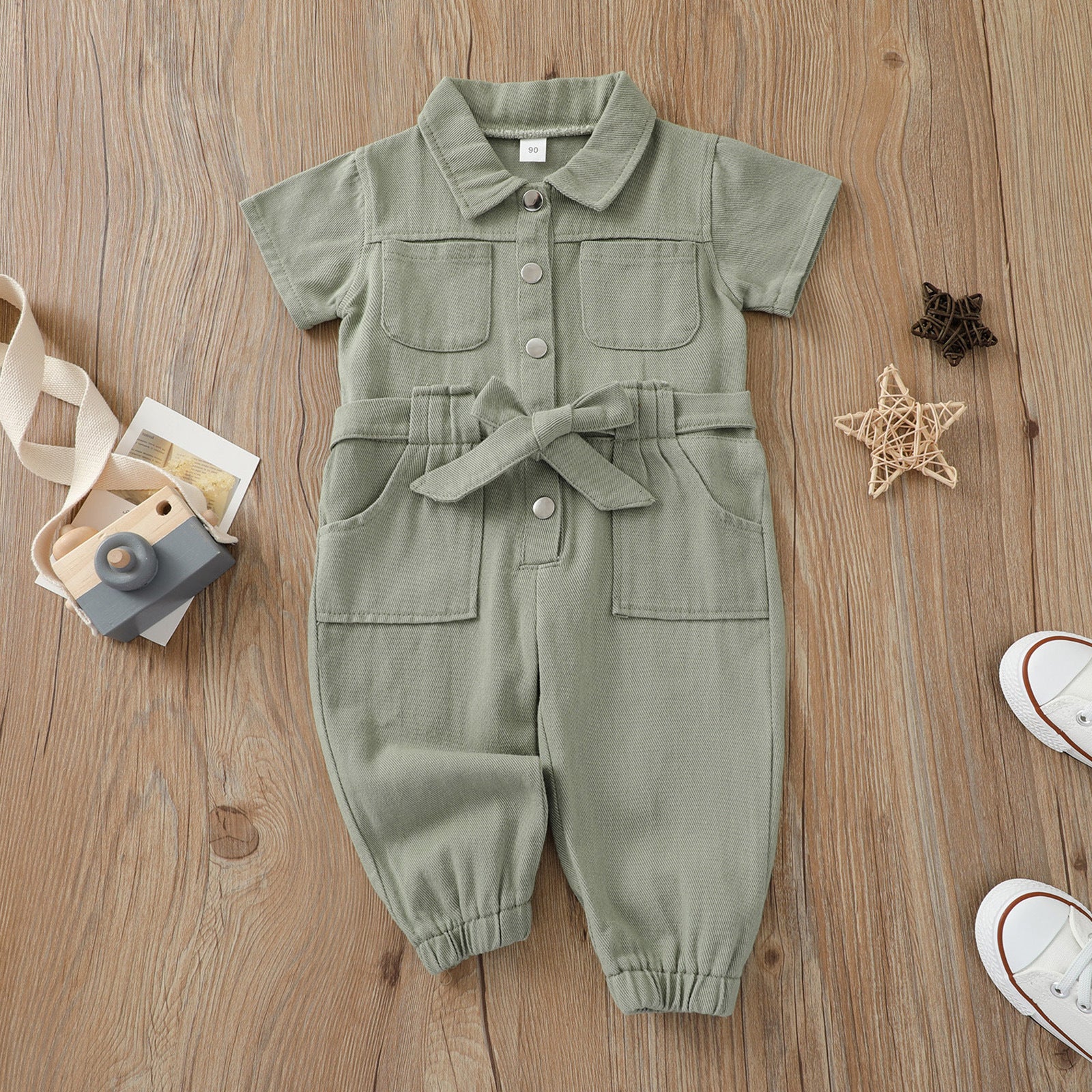 Kid Baby Girl Short Sleeve Jean Jumpsuit Rompers