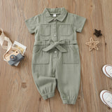 Kid Baby Girl Short Sleeve Jean Jumpsuit Rompers