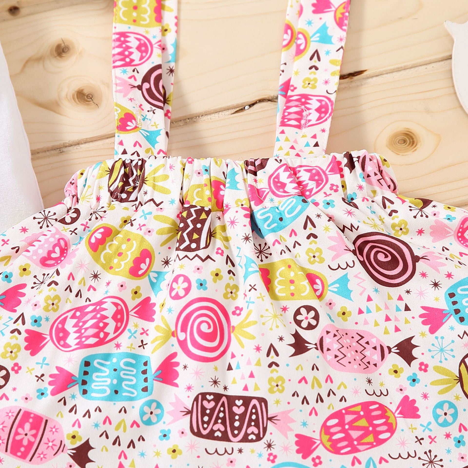 Baby Kid Girl Easter Bunny Floral Letter Flying Sleeves Braces Sets 2 Pcs