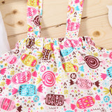 Baby Kid Girl Easter Bunny Floral Letter Flying Sleeves Braces Sets 2 Pcs