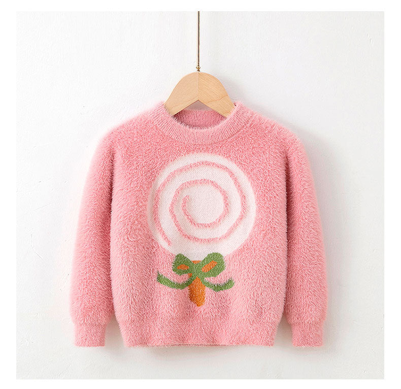 Kid Baby Girl Winter Mink Cashmere Pullover Sweater