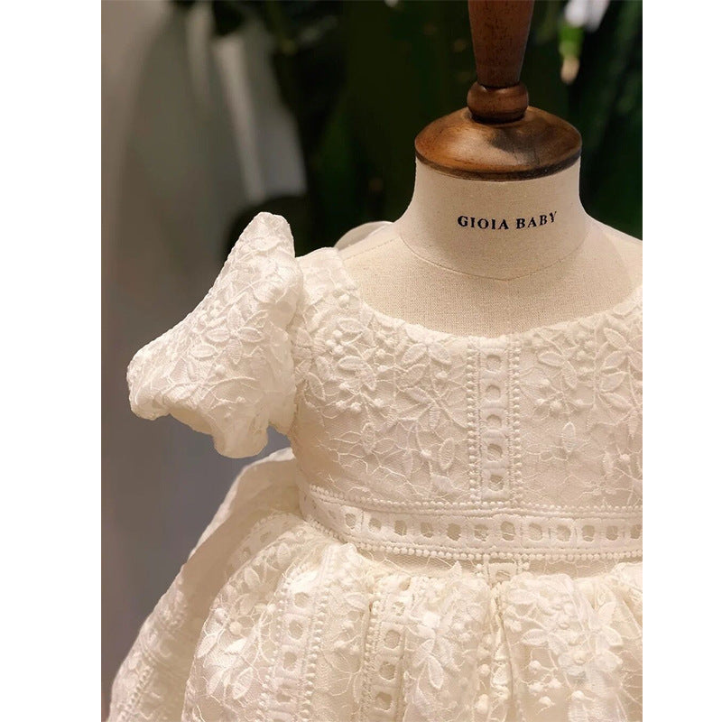 Kid Baby Girl Birthday Peng White High-end Flower Dresses