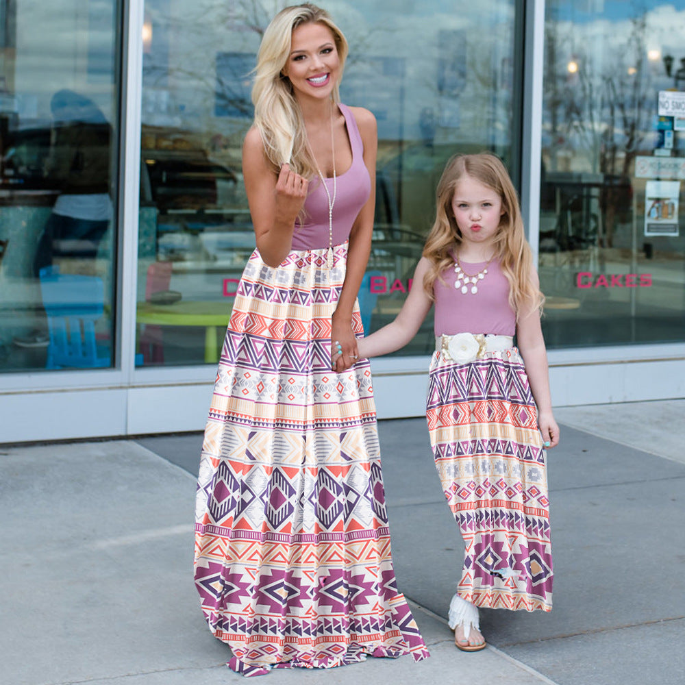 Family Matching Mother- Daughter Floral Print Dresses