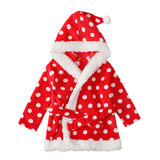 Kid Baby Girl Christmas Robe Winter Polka Dot Belt Pajamas