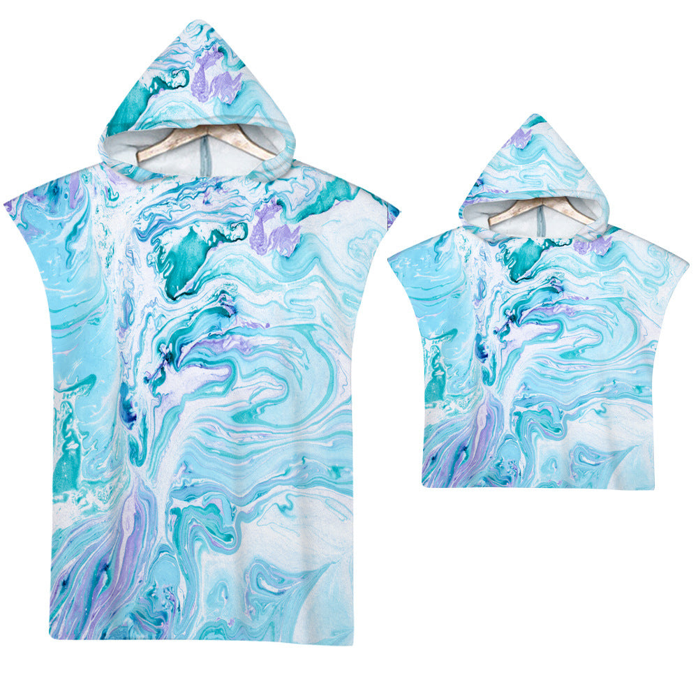 Adult Microfiber Fabric Marble Bath Towels  Bathrobe Cloaks Pajamas
