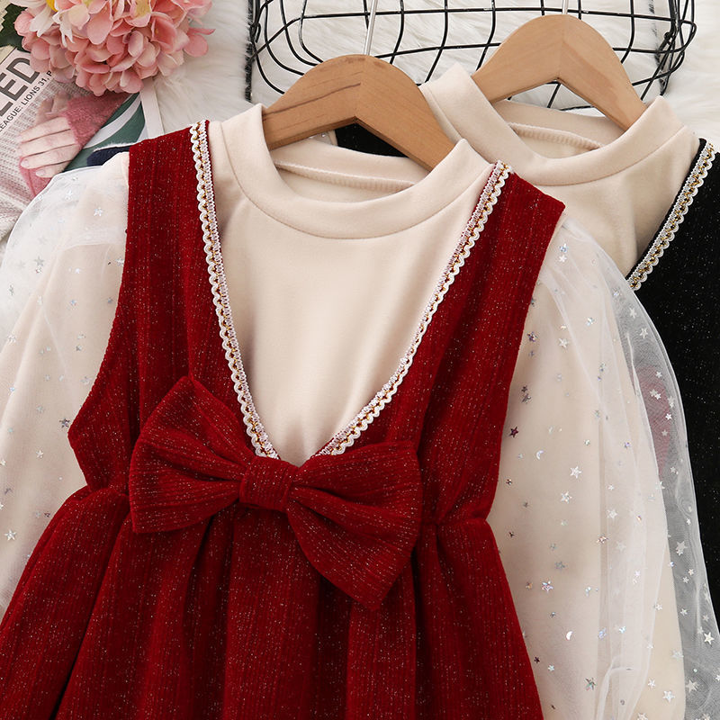 Kid Baby Girl Red Vest Christmas Princess Dresses