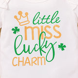 Baby Girl Summer St. Patrick's Day Four-leaf Alphabet Suit 2 Pcs Sets