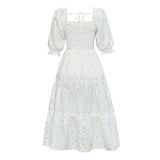 Family Matching Floral Digital Printed Summer Lantern Sleeve Dresses