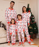 Family Alphabet Cartoon Fawn Christmas Printed Homewear Pajamas