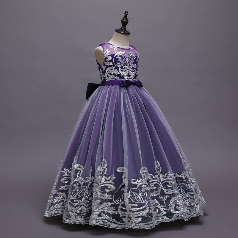 Kid Girl Princess Floral Lace Gown Sequins Gradual Change Dresses