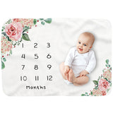 Baby Monthly Record Growth Milestone Blanket Flannel Floral Pajamas