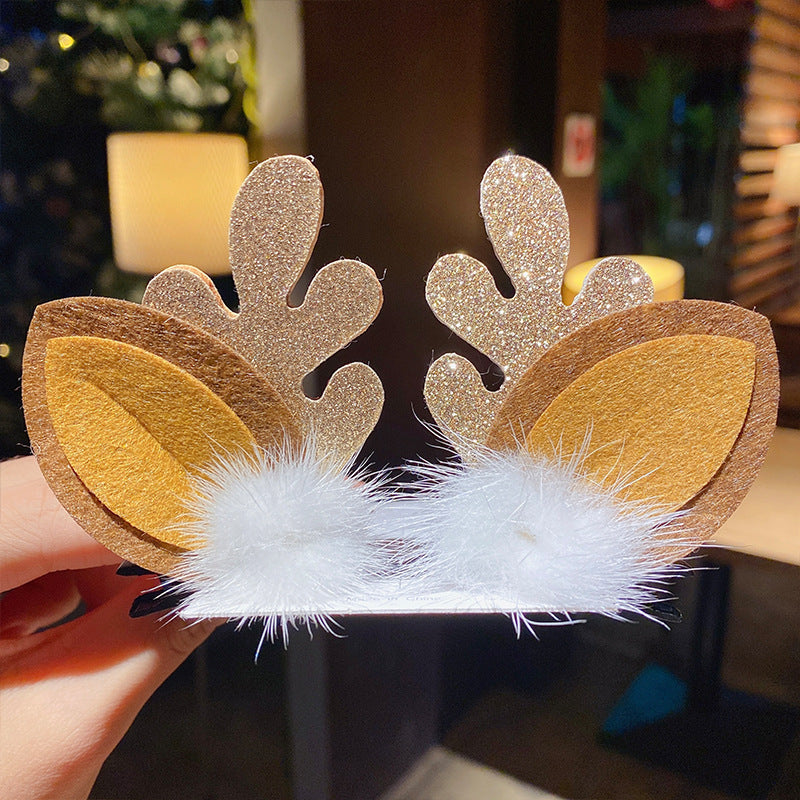 Kid Girl Christmas Hair Clip Small Antler Clip Elk Headdress Three-dimensional Headwear