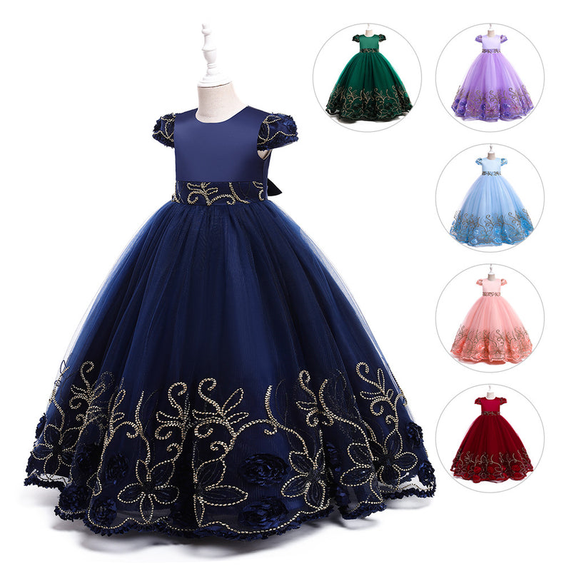 Kid Girl Princess Sleeveless Long Evening Catwalk Piano Performance Dresses