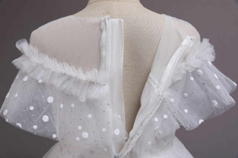 Kid Girl Princess Fashionable Pompous Gauze Flower Wedding Piano Dresses