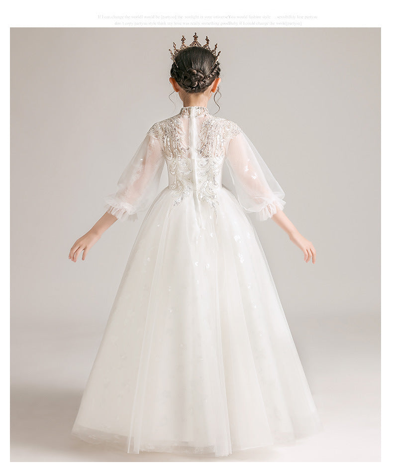 Kid Girls White Princess Flower Little Host Dresses