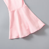 Toddler Baby Girls Valentine's Day Love Pink Trumpet Sleeve 2 Pcs Sets