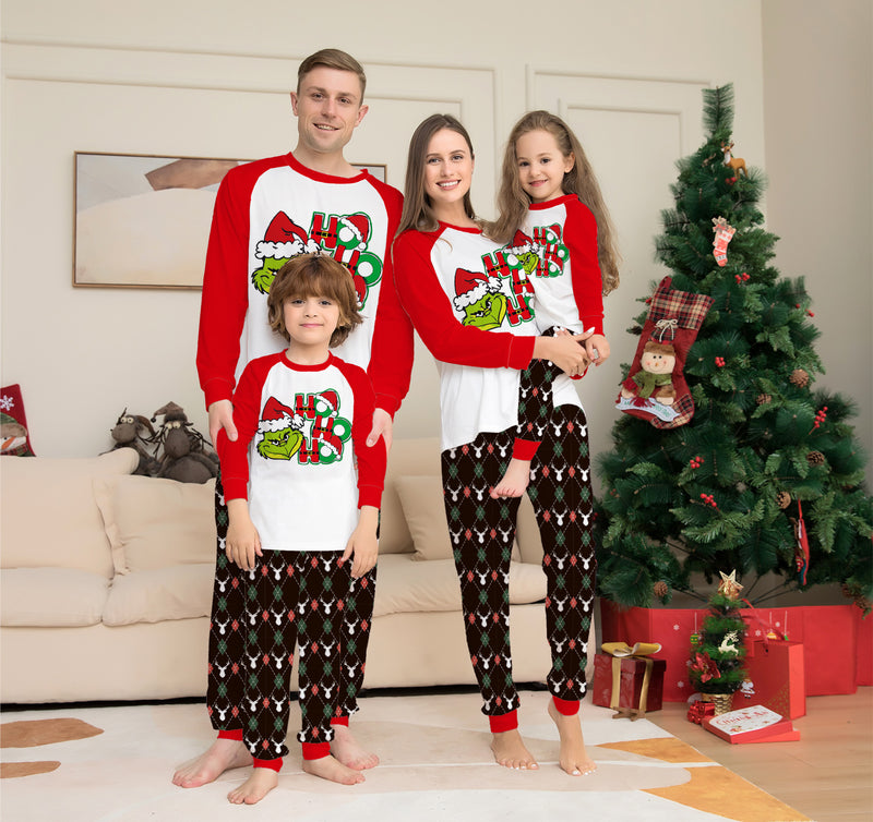 Family Matching Strange Letters Christmas Parent-child Printed Pajama