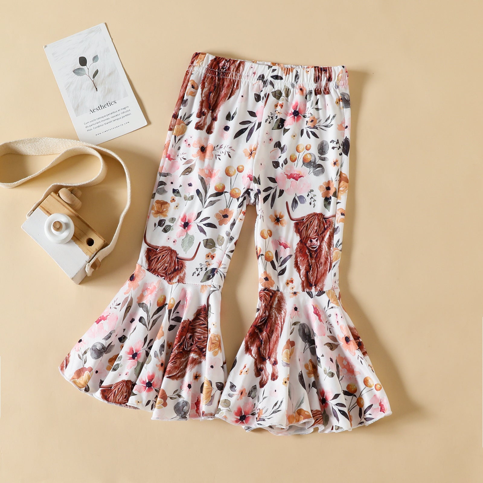 Kid Baby Girl Cartoon Flower Animal Print Flare Pants