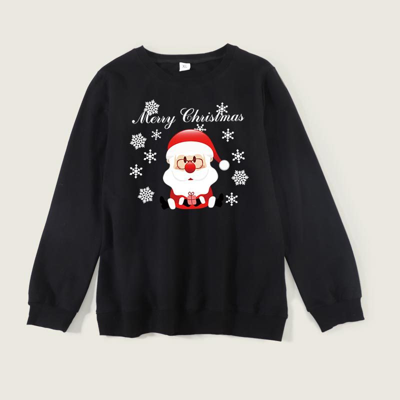Family Matching Thermal Cute Cartoon Christmas Snowflake Print Sweatshirt