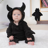 0-18M Autumn Winter Baby One-piece Halloween Bat Hooded Little Devil Rompers