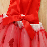 Baby Girls Valentines Day Party Sequined Flower Mesh Dresses