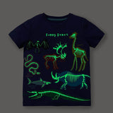 Kid Baby Boy T-shirt Glow-in-the-dark Animal World Print Summer Short-sleeved Top