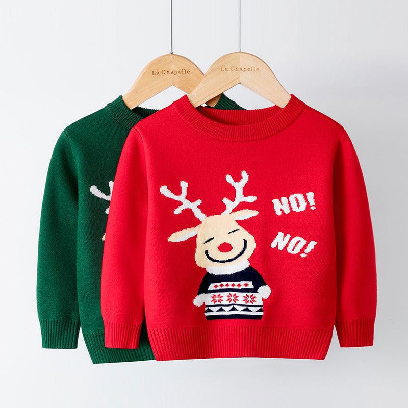 Kid Baby Boy Cartoon Bottoming Christmas Sweater Cardigan