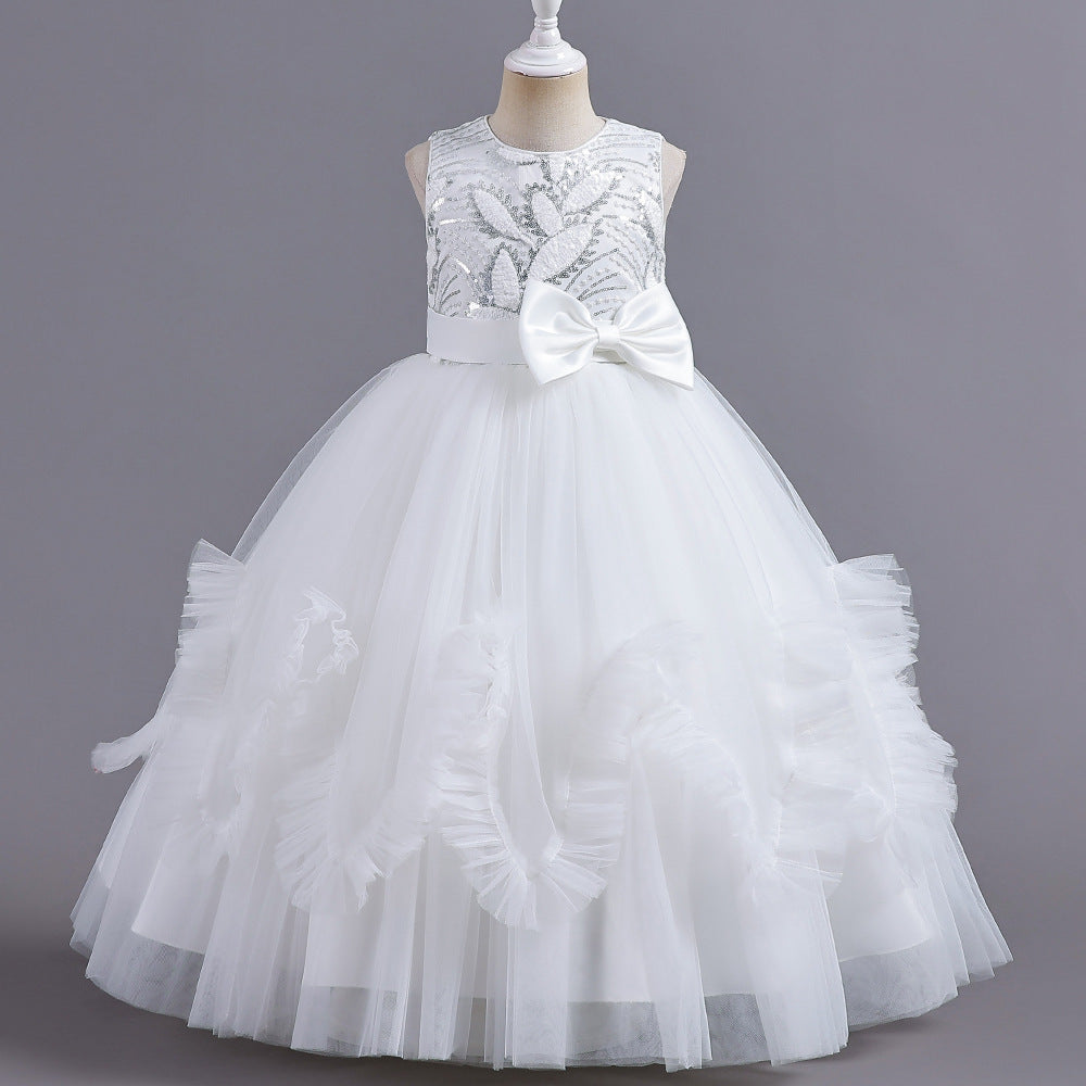 Kid Girl Evening Gown Catwalk Piano Performance Princess Dresses