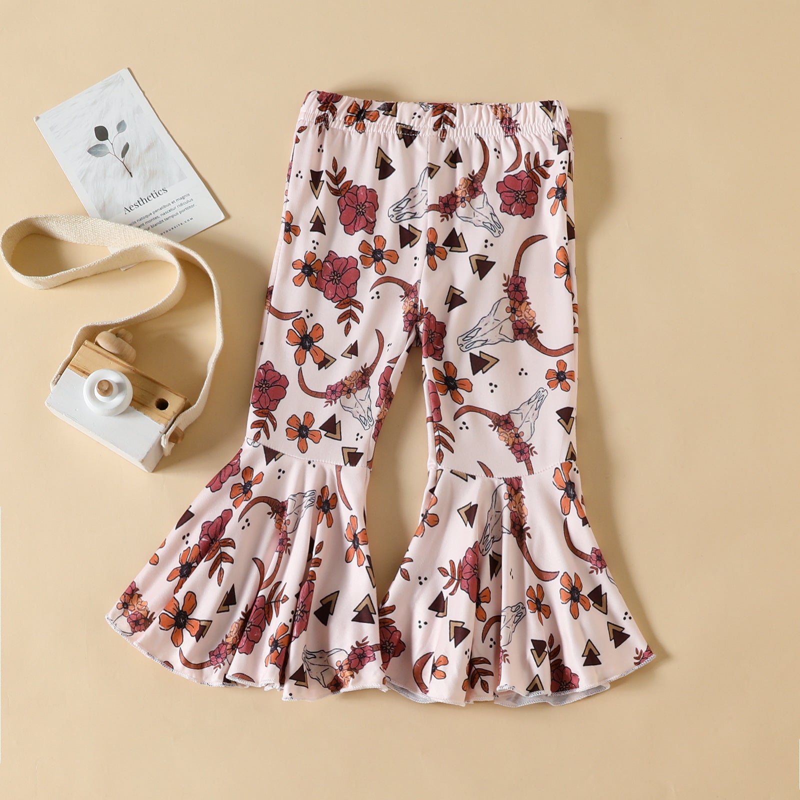 Kid Baby Girl Cartoon Flower Animal Print Flare Pants