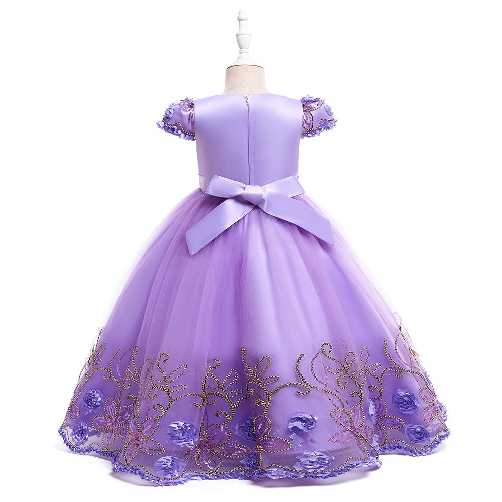 Kid Girl Princess Sleeveless Long Evening Catwalk Piano Performance Dresses
