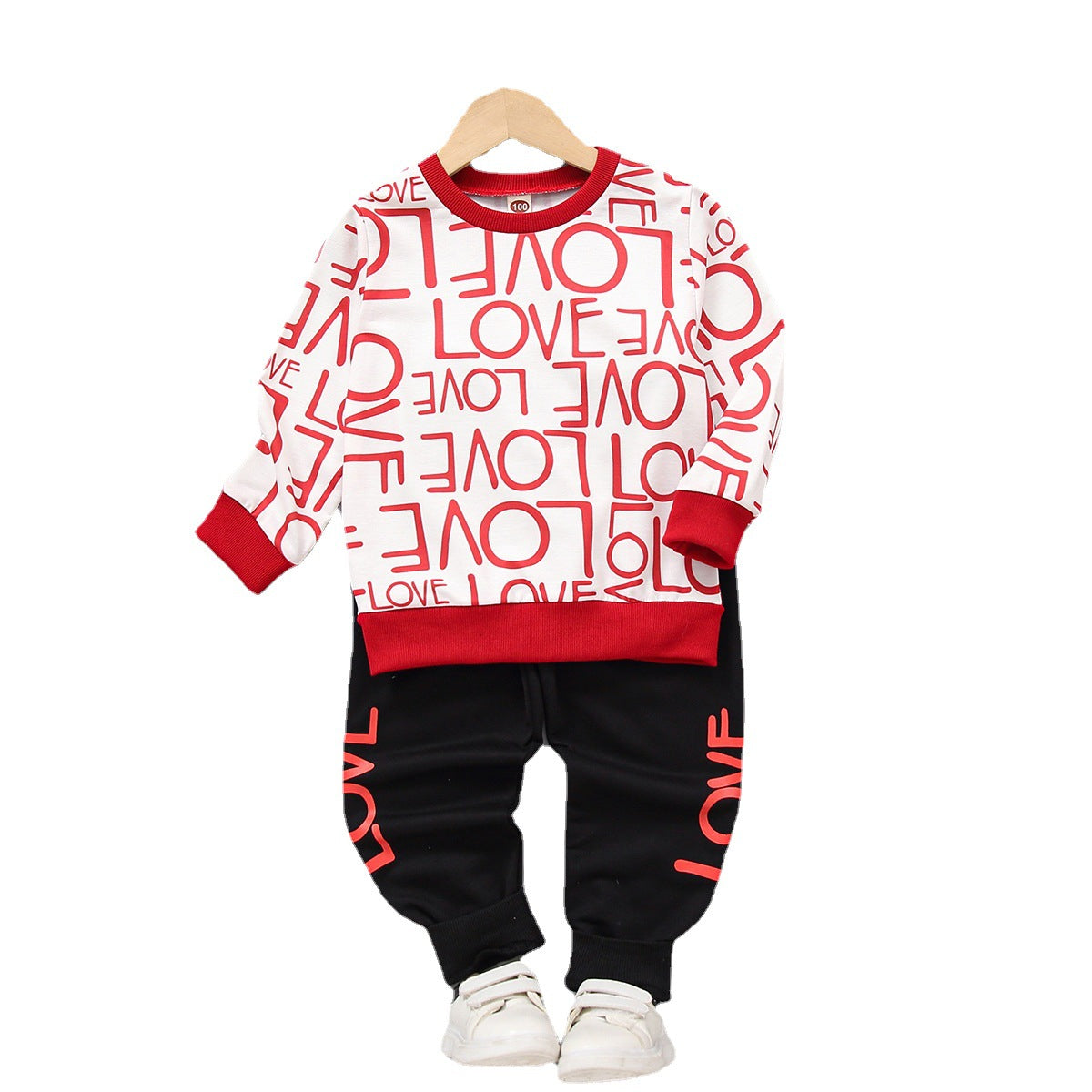 Kid Baby Boys Fashion Suit Valentine's Day  Letter Printing 2 Pcs Sets
