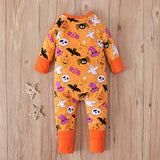 Baby Boy Long Sleeved Climbing Halloween Double Zipper Rompers