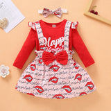 Baby Girl Valentine's Day Long Sleeves Bodysui 3pcs Sets