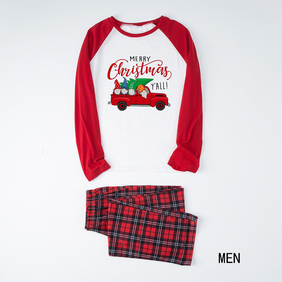 Family Matching Home Suit Christmas Plaid Patchwork Print Pajamas