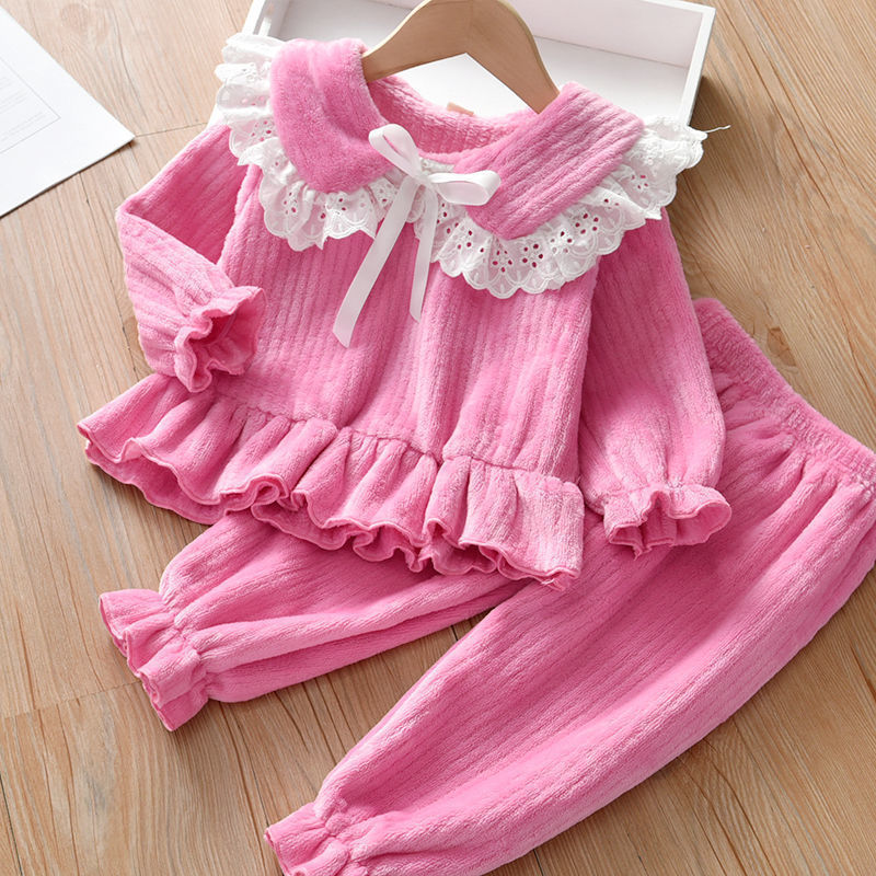 Kid Girl Nightgown Flannel Thick Home Coral Fleece Pajamas